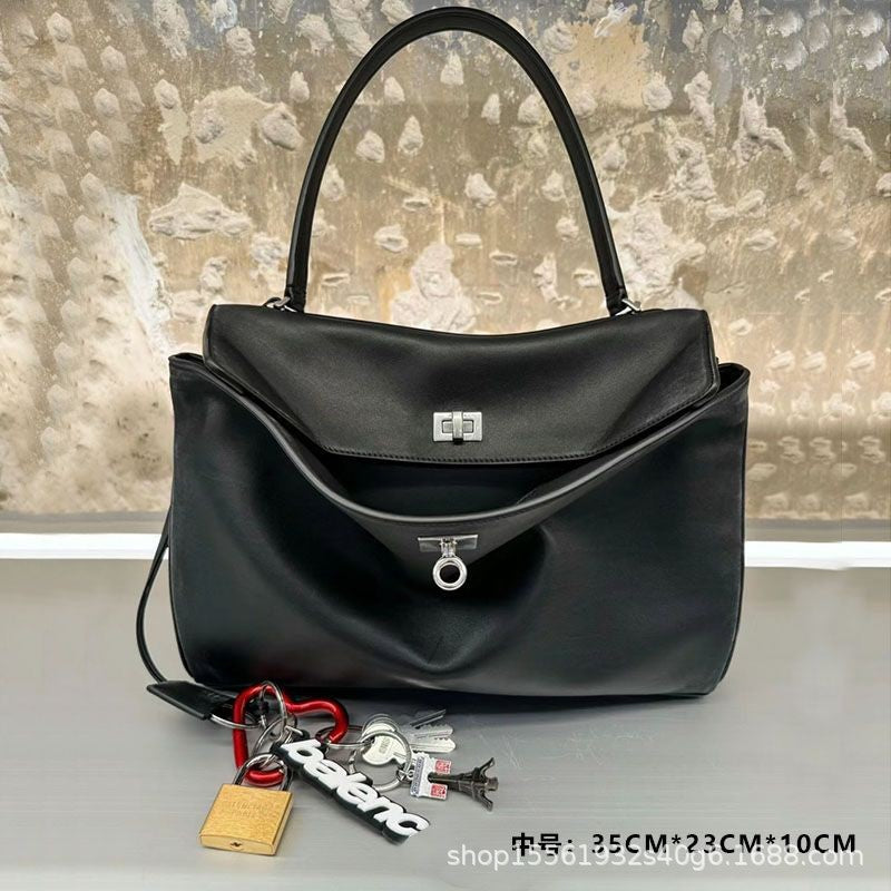 Women's Genuine Leather Kelly Retro Latch Large Tote Bag
