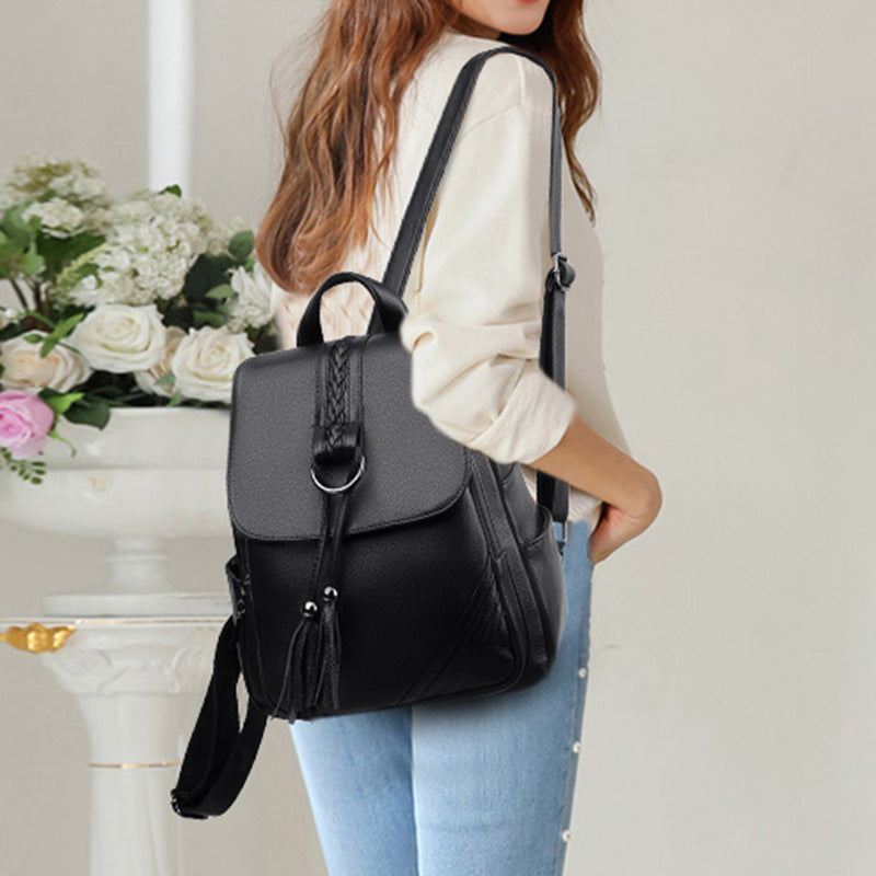 Women's Spring Texture Korean Fashion Simple Large Women's Backpack
