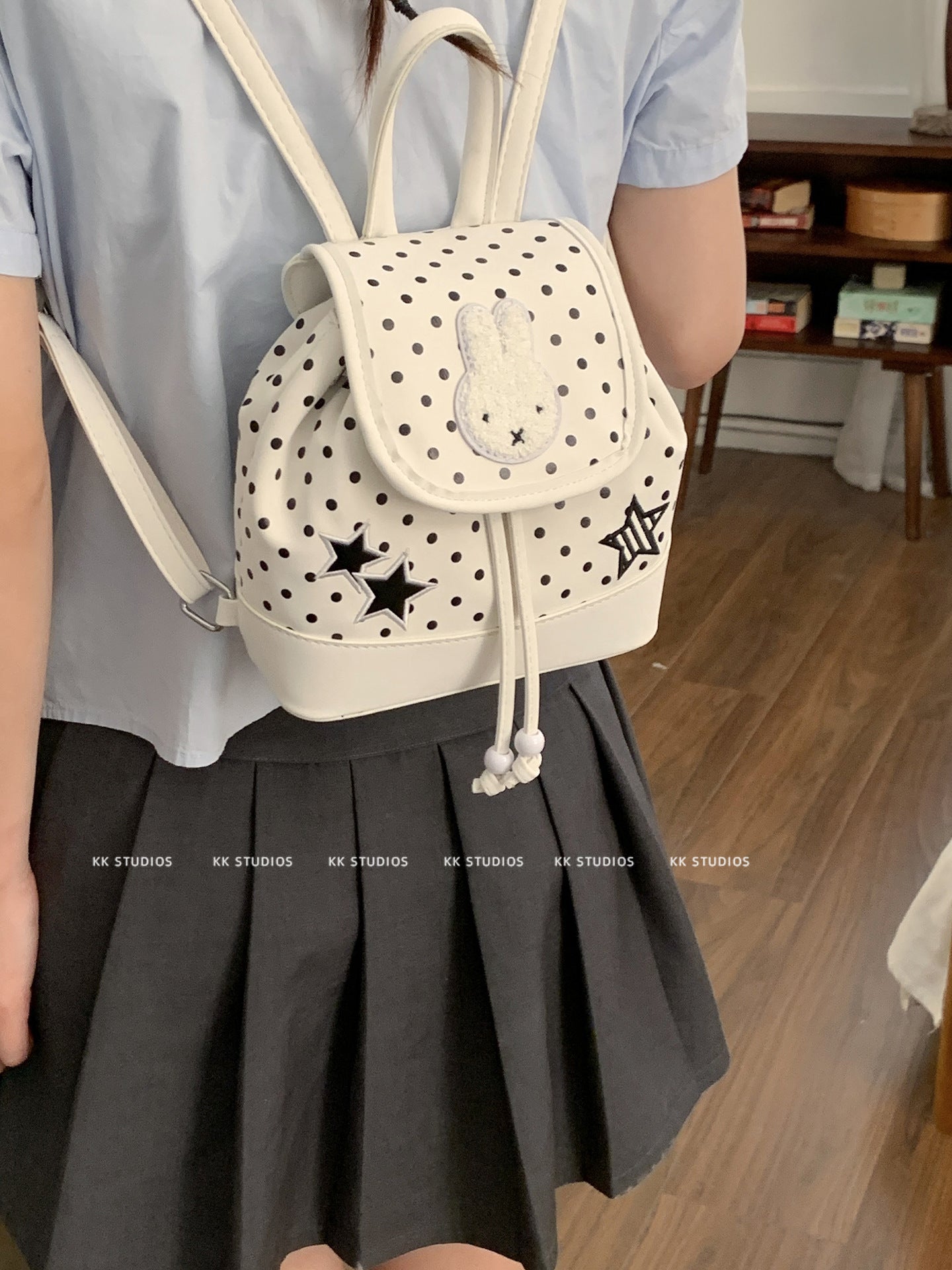 Women's Korean Style Polka Dot Cartoon Rabbit Travel Bags