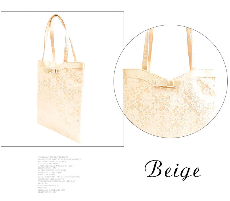 Women's Elegant Style Shopping Lace Stitching Bow Women's Handbag