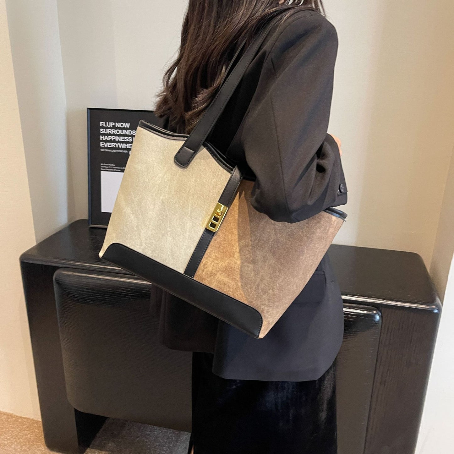 Texture Cross Body Female French Fashionable Bucket Bag