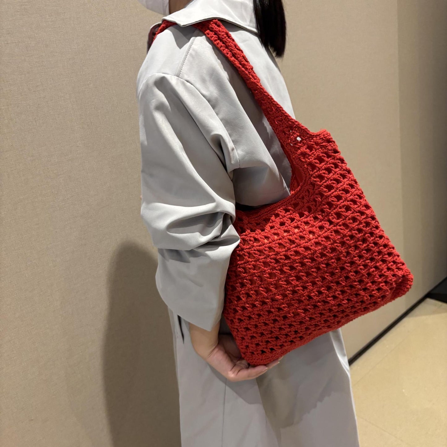 Women's Thread Woven Knitting Vacation High-grade Large Capacity Women's Shoulder Bag