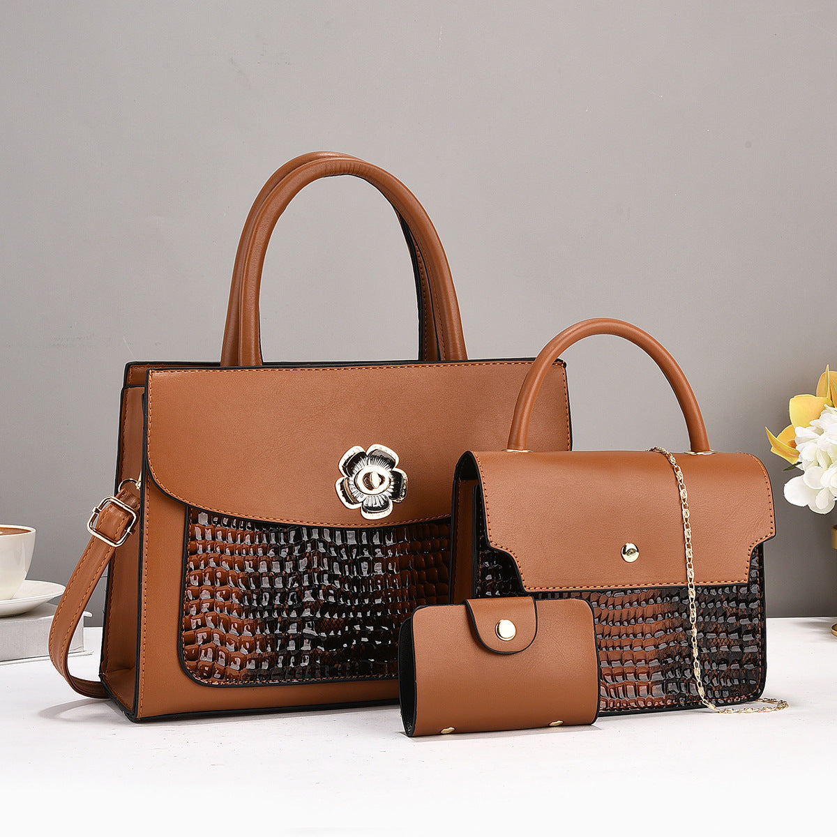 Women's Three-piece Portable Female Lady Fashion Bags