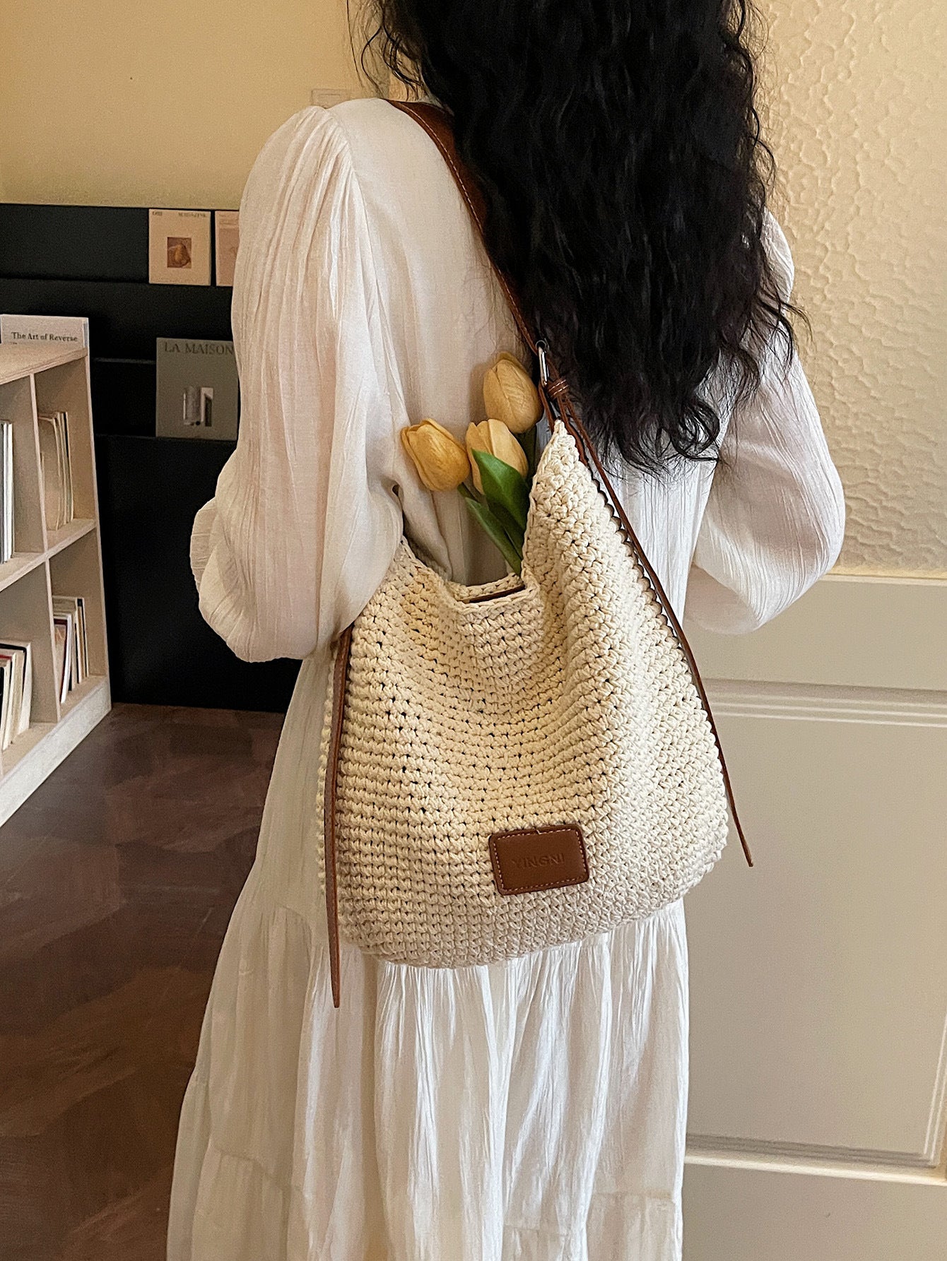 Women's Style Underarm Woven Knitted Seaside Vacation Bags
