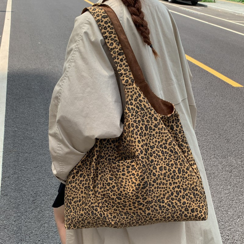 Women's Autumn Leopard Print Pink Duplex Printing Women's Shoulder Bag