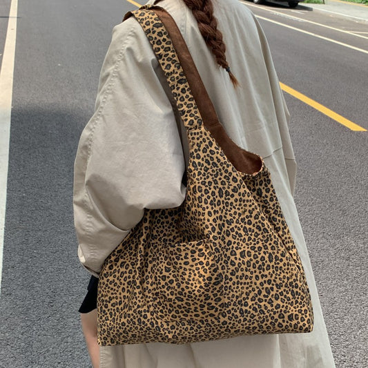 Women's Autumn Leopard Print Pink Duplex Printing Women's Shoulder Bag