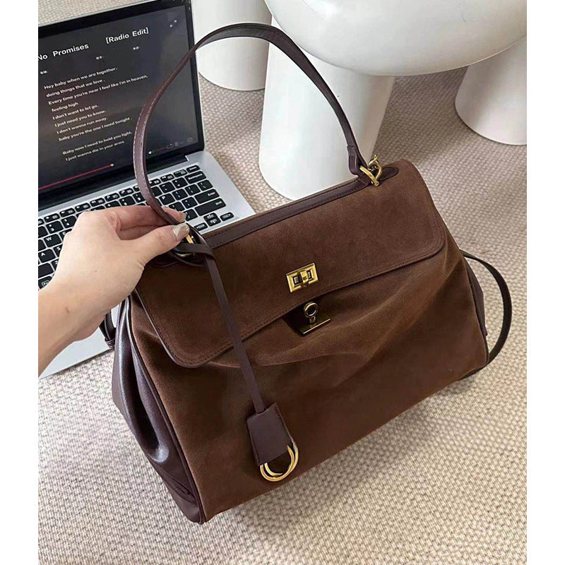 Women's Genuine Leather Deerskin Veet Large Capacity Underarm Matte Tote Bag