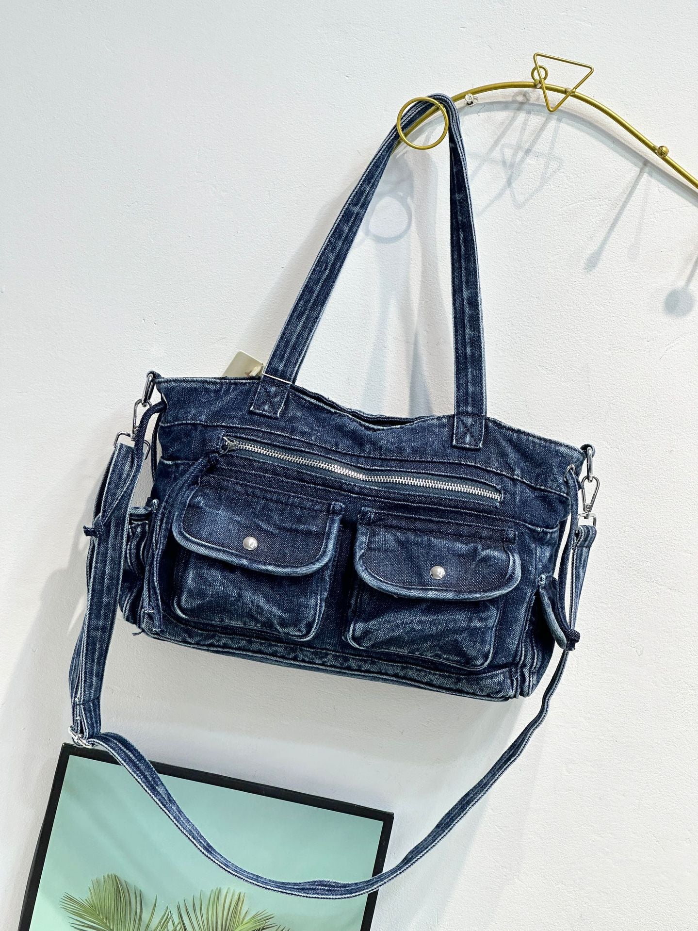 Women's Washed Denim American Retro Distressed Fashion Shoulder Bags