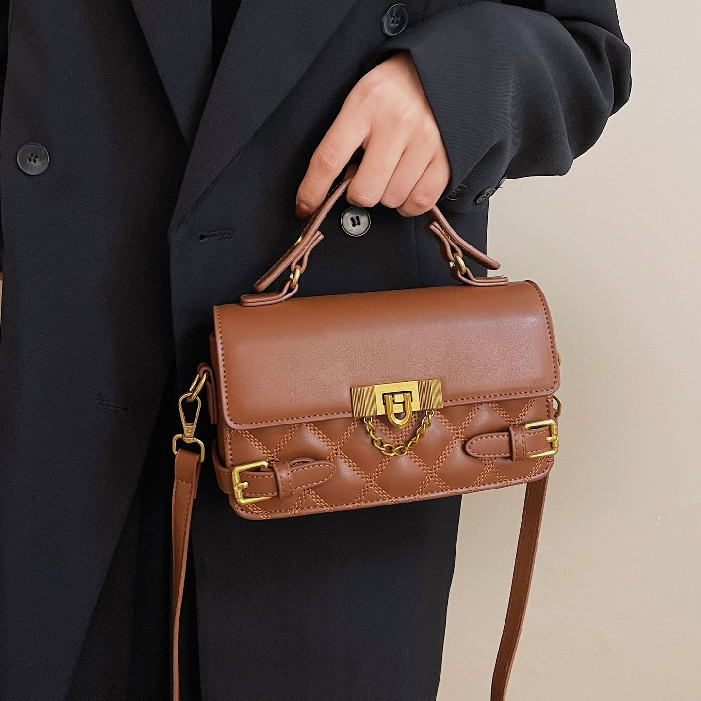 Women's Diamond Pattern Trendy Retro Versatile Summer Women's Messenger Bag