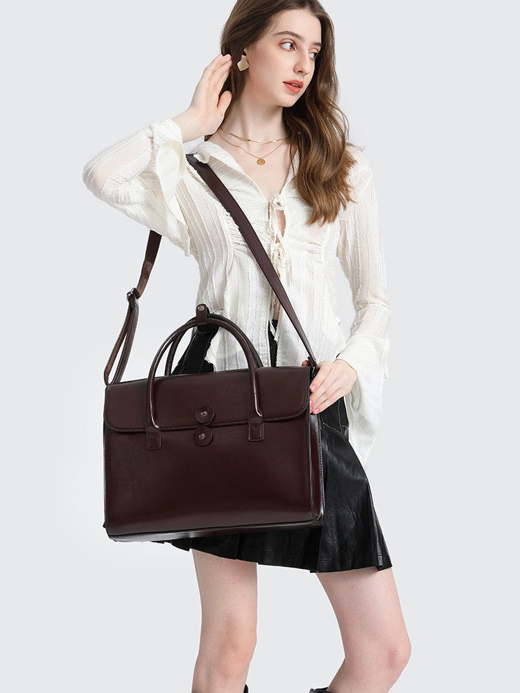 Women's Genuine Leather Computer Retro High-grade Light Luxury Business Portable Large Bags