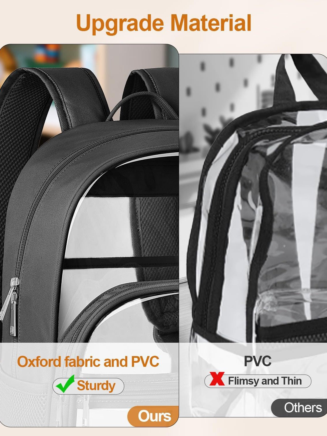 Women's & Men's Transparent Waterproof Rucksack Large Capacity Bags