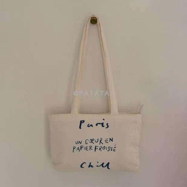 Women's Retro Washed Cotton Canvas Puff Lazy Simple Zipper Bags
