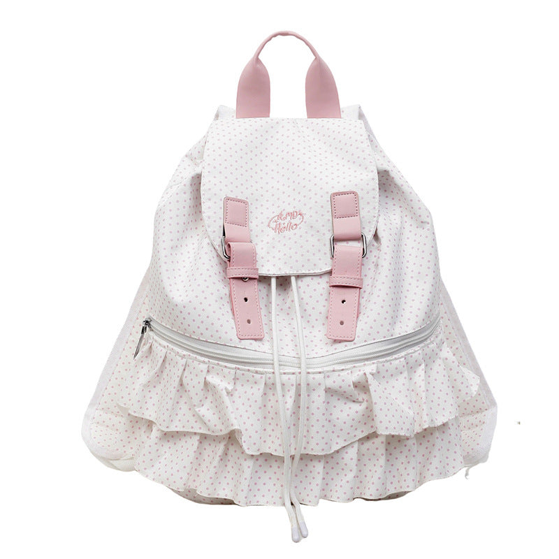 Style Niche Dots Stripes Versatile Large Leisure Backpack