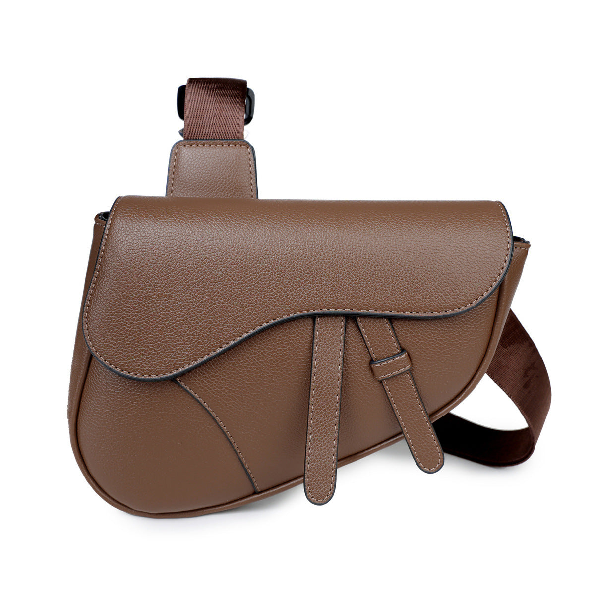 Men's Saddle Zipper Simple Textured Lightweight Solid Men's Bags