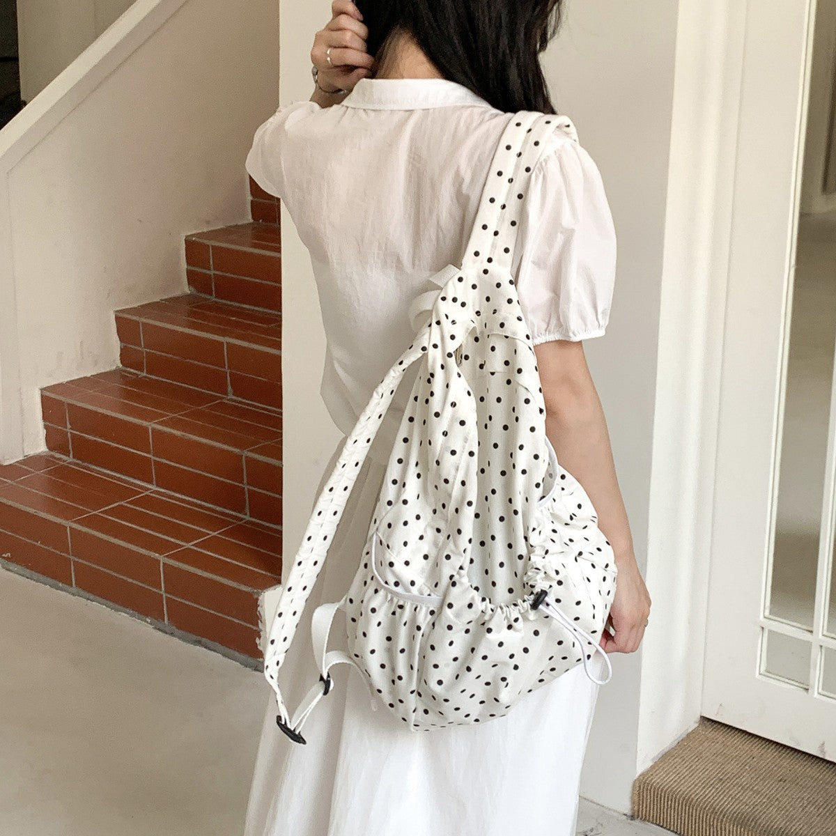 Lightweight Artistic Polka Dot For University Style Drawstring Leisure Backpack