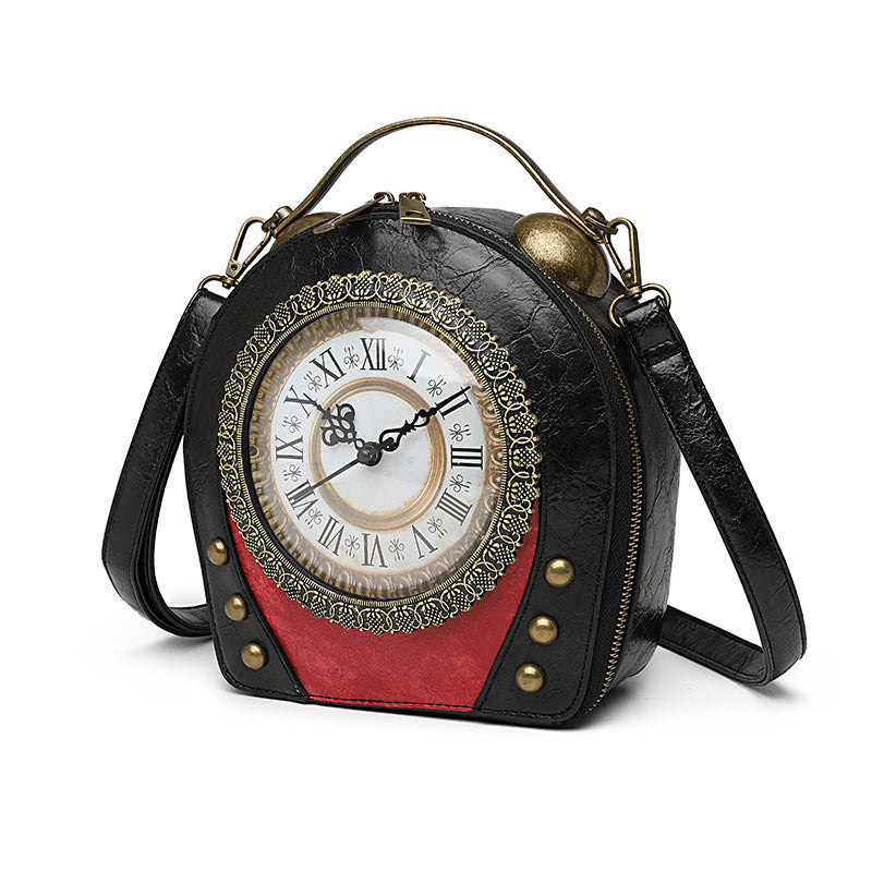 Women's Retro Portable Packaging Battery Walking Clock Women's Handbag