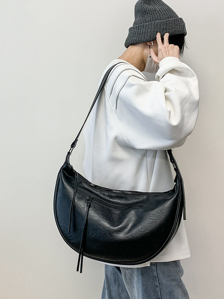 Soft Trendy Retro Wandering Dumpling Male Motorcycle Men's Messenger Bag