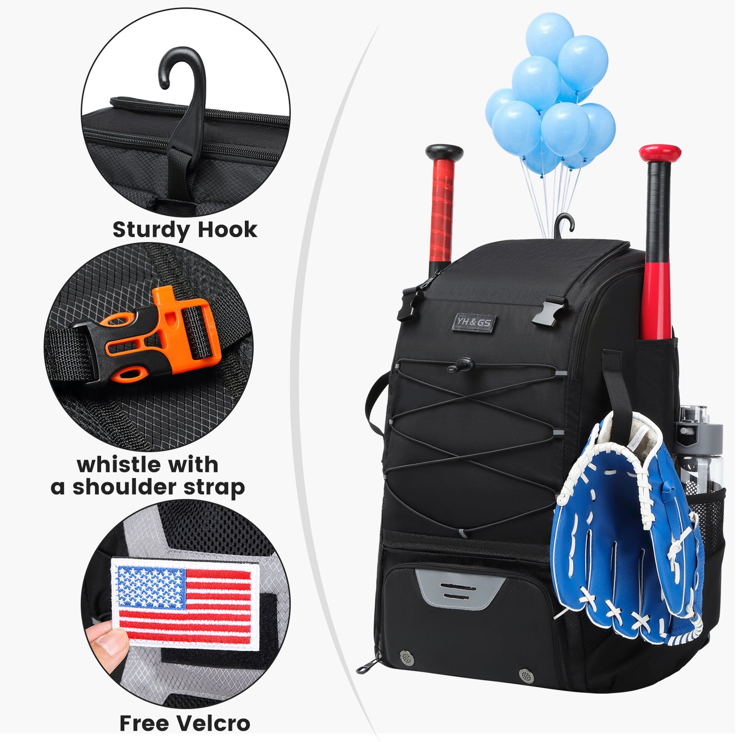 American Baseball Kits Softball Large Capacity Portable Sports Backpack
