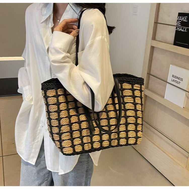 Women's Color French Portable Woven Large Capacity Women's Shoulder Bag