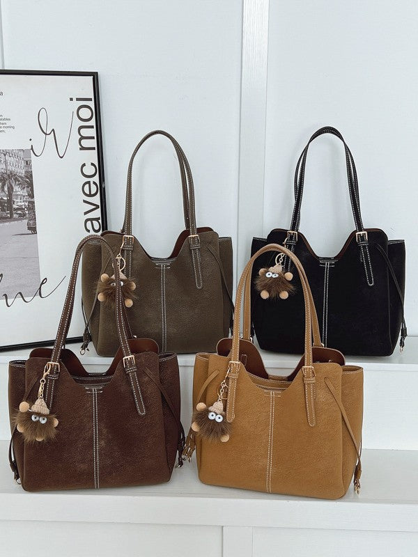 American Retro Patchwork Contrast Color Large Capacity Totes Portable Bags
