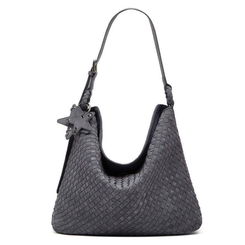 Women's Suede Frosted Woven Large Capacity Commute Women's Shoulder Bag