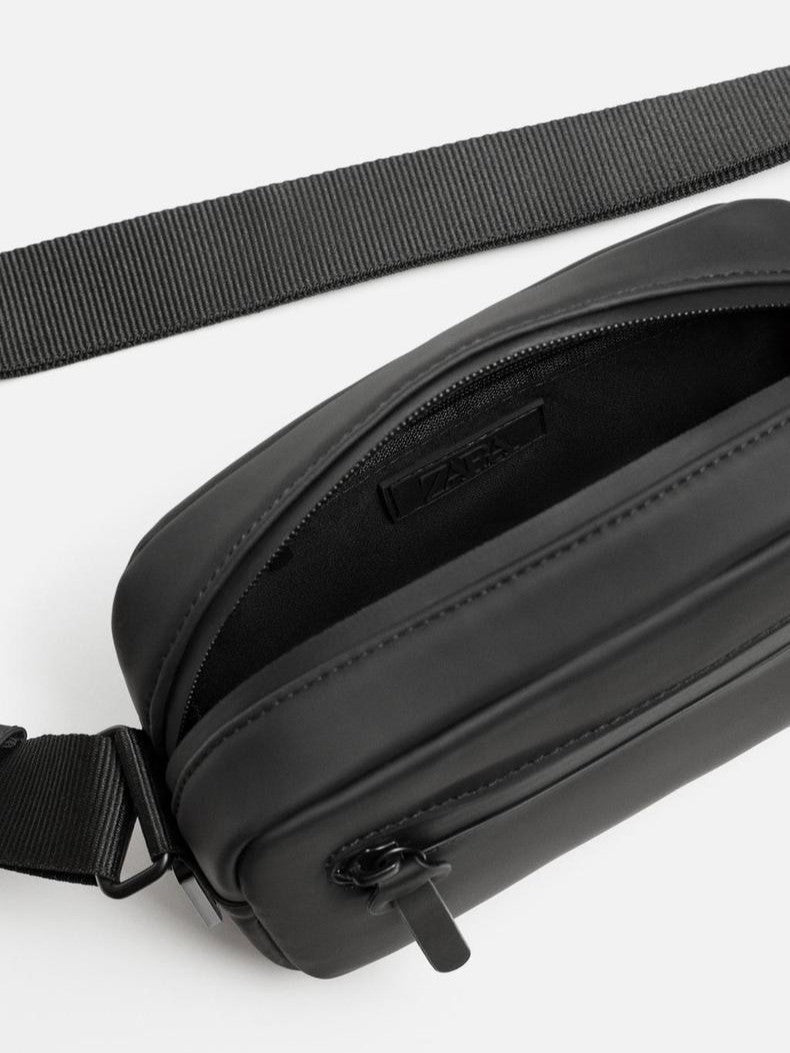 Classic Men's Black Rubber Mini Fashion Men's Messenger Bag
