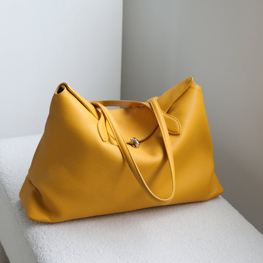 Women's Simple Style First Layer Cowhide Underarm Tote Bag