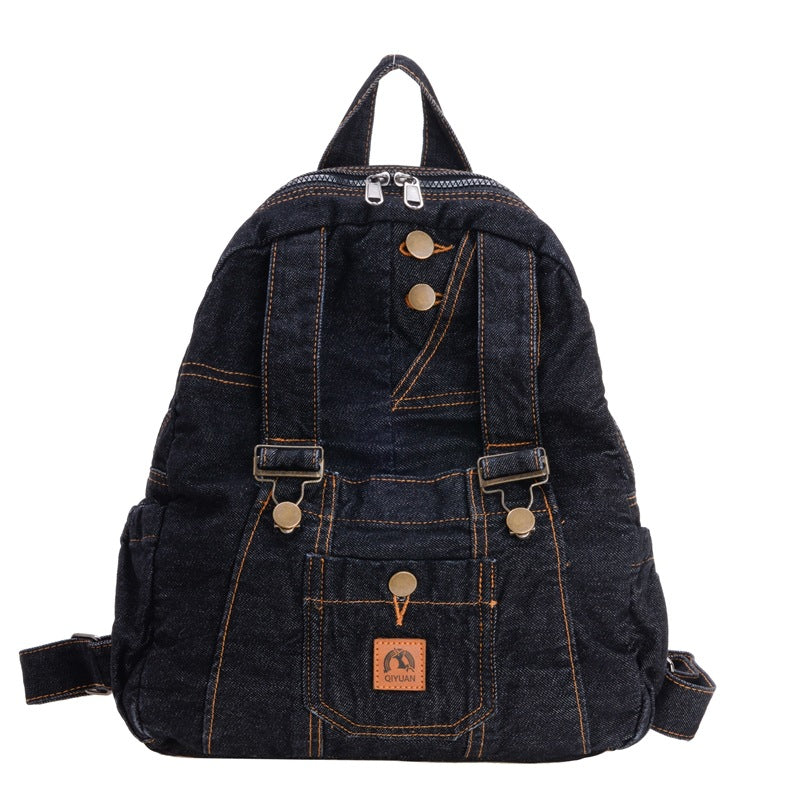 Washed Denim Korean Style Large Capacity Retro Backpacks