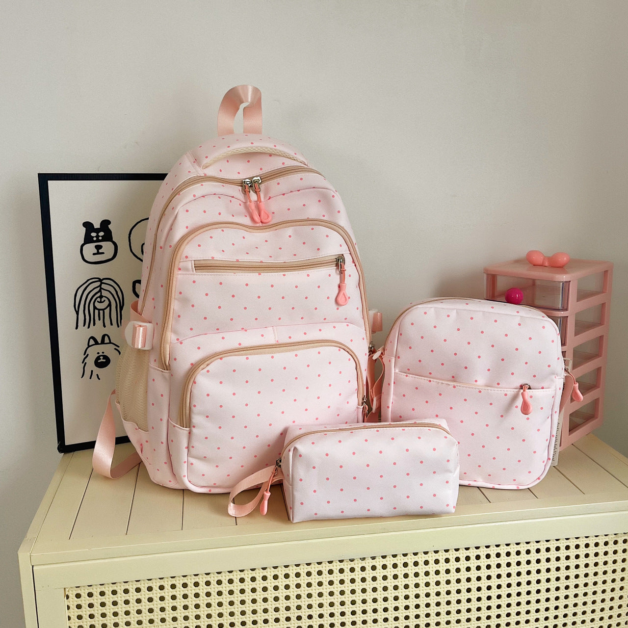 Women's Style Polka Dot Early High College Good-looking Cute Sweet Fresh Women's Backpack