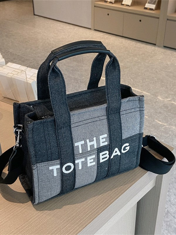Women's Canvas Large Capacity Totes Patchwork Portable Tote Bag