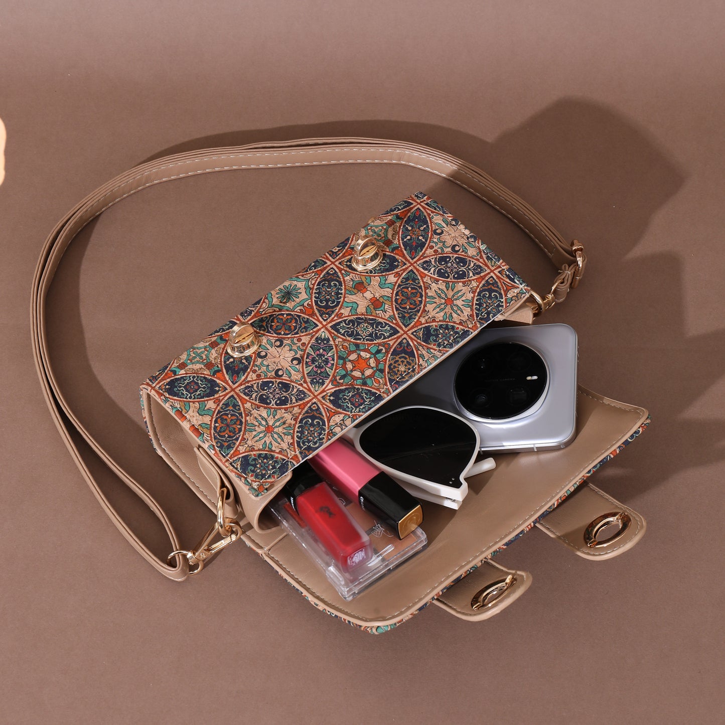 Women's Wooden Outside Cork Tree Leather Exquisite Handbags