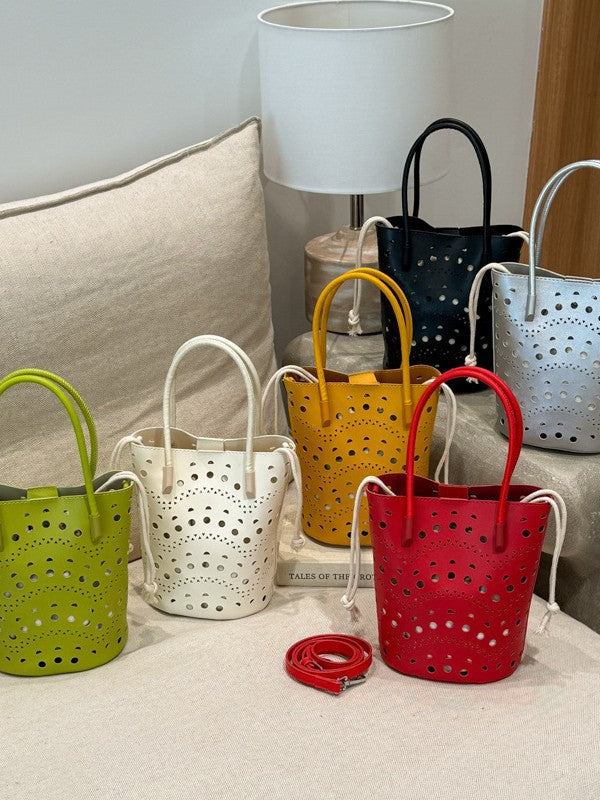 Women's Korean Hollow Fashion Drawstring Vegetable Basket Bags