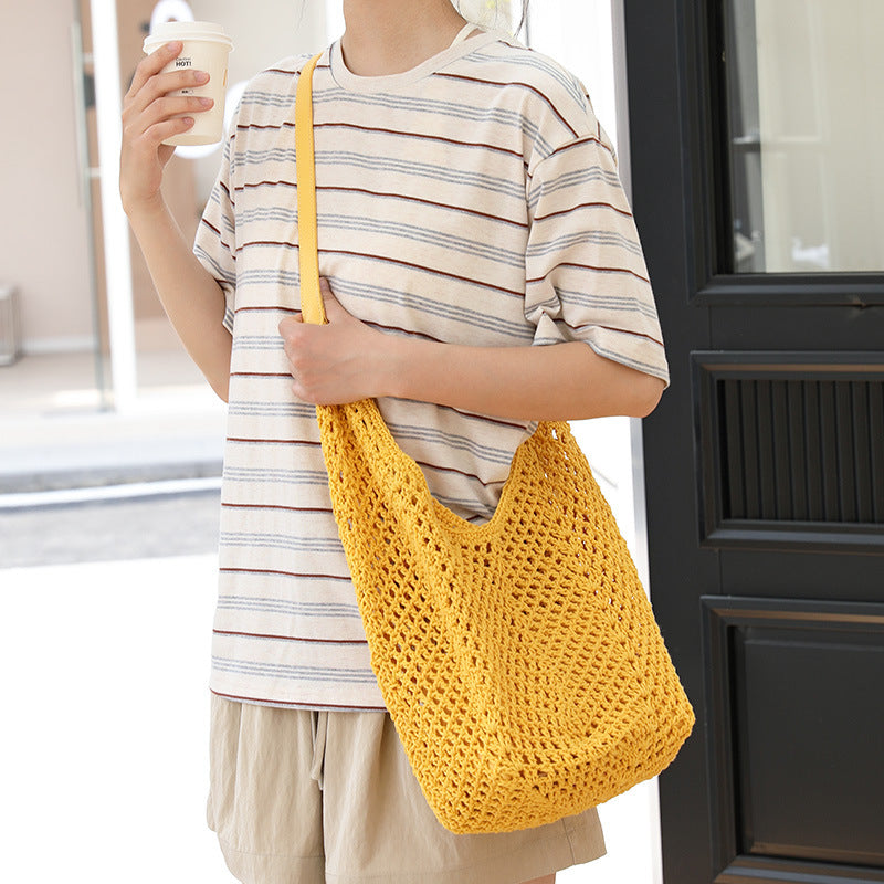 Women's Korean Style Cotton Thread Fashion Hand-woven Women's Shoulder Bag