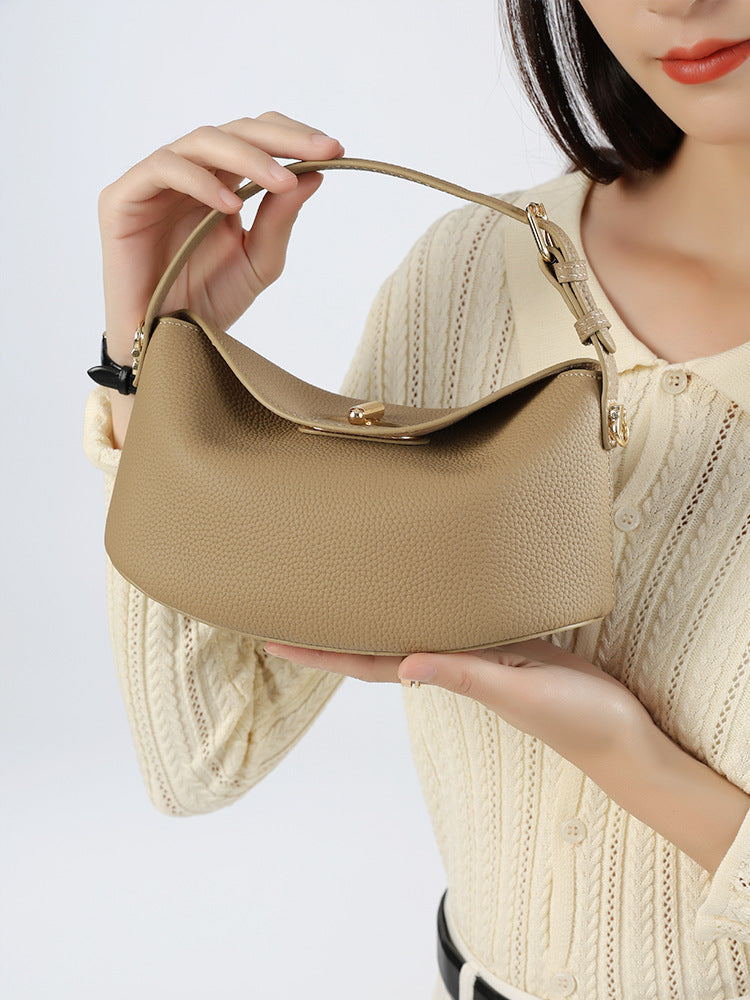 Women's Genuine Leather Simple Cowhide Fashion Portable Bucket Bags