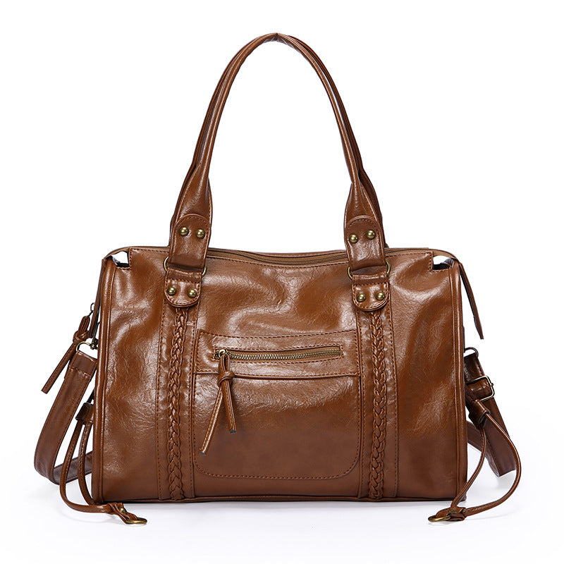 Women's Style Female Soft Leather Large Capacity Totes Trendy Bags