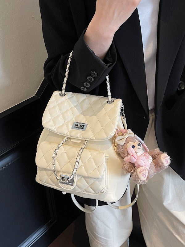 Women's Classic Style Rhombus Chain Trendy Niche Backpacks