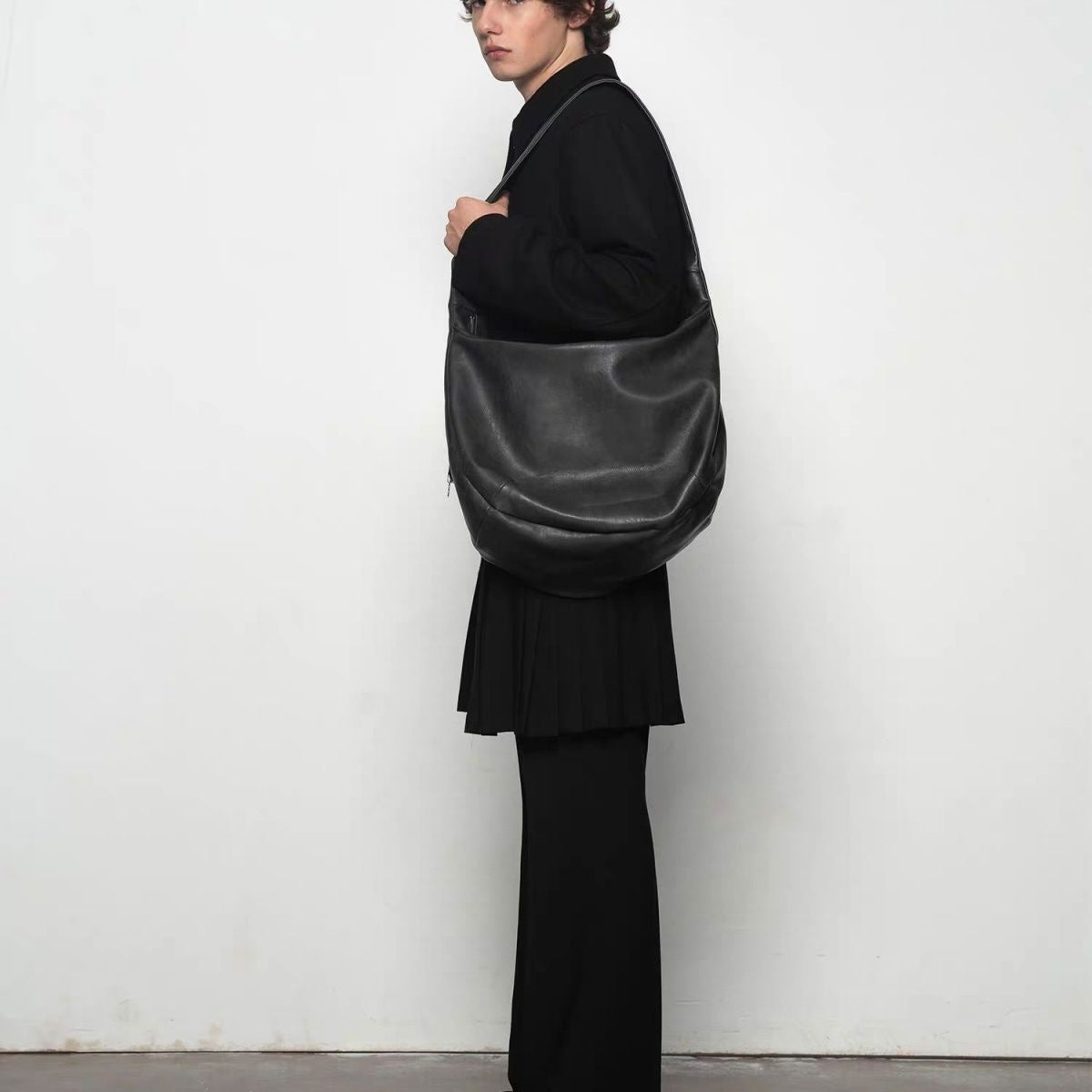 Creative Washed Mottled Pleated Leather Hobo Bags