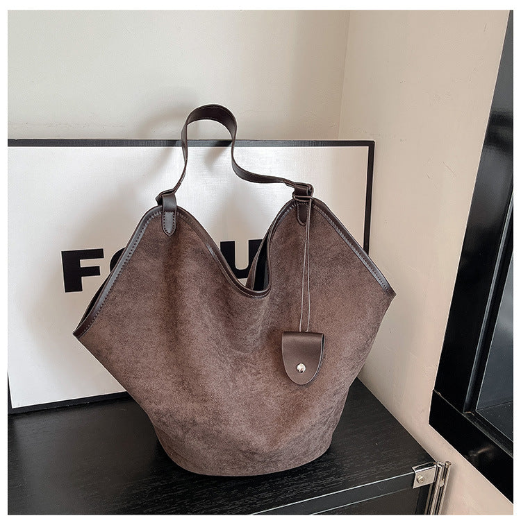 Women's Style Suede Underarm Fashion Commuter Large Tote Bag