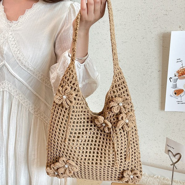 Women's Woven Hand Crocheted Hollow Seaside Daily Women's Messenger Bag