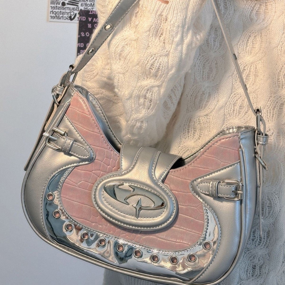 Millennium Hot Motorcycle Female Design Crocodile Pattern Underarm Bag