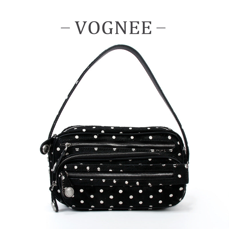 Women's Genuine Leather Design Zipper Fashion Portable Small Square Bags