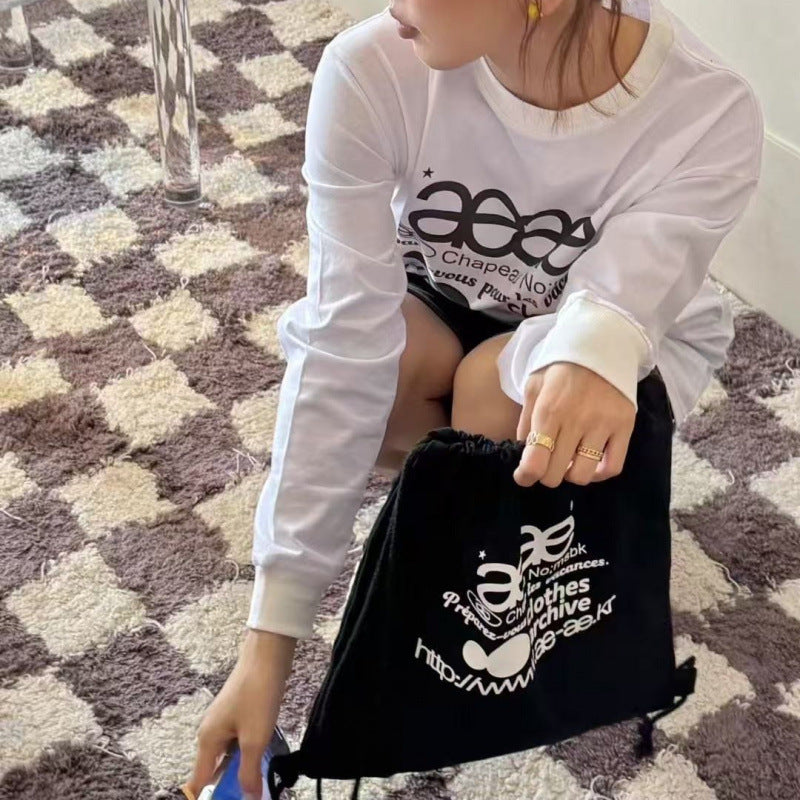 Fashion Drawstring College Female Letters Printed Leisure Backpack