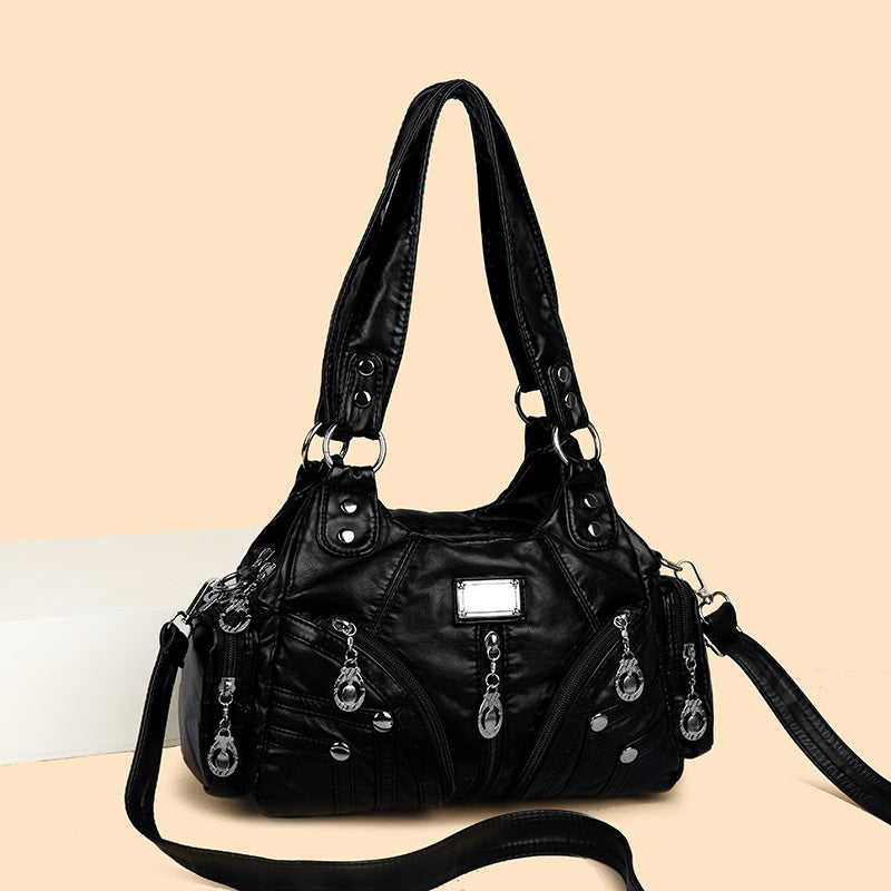 Women's Soft Leather Washed Fashion Trendy Women's Handbag