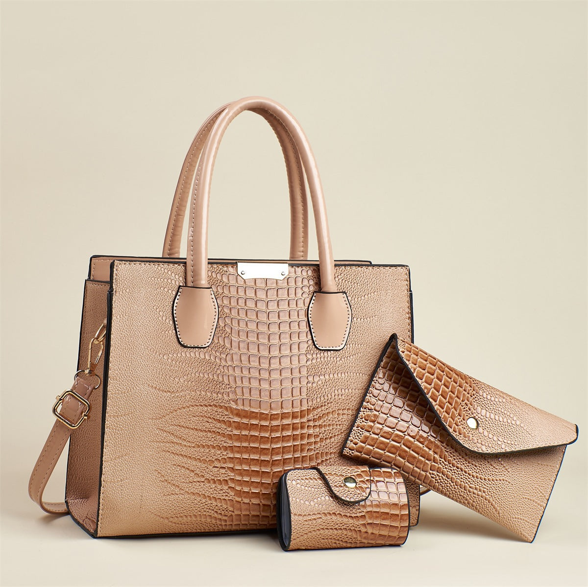 Women's Crocodile Pattern Fashionable Three-piece Large Capacity Women's Shoulder Bag