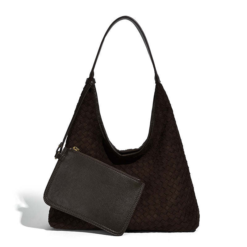 Women's Leather Hand-woven Commuter Simple Large Capacity Design Tote Bag