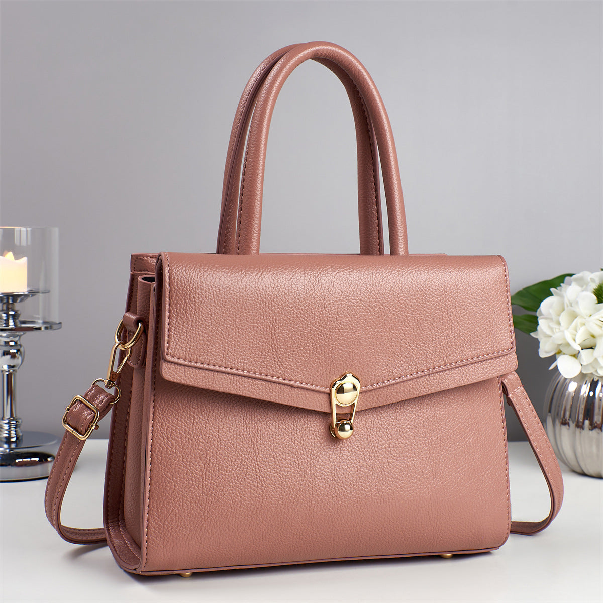 Trendy Solid Color Simple Fashion Mother Women's Handbag