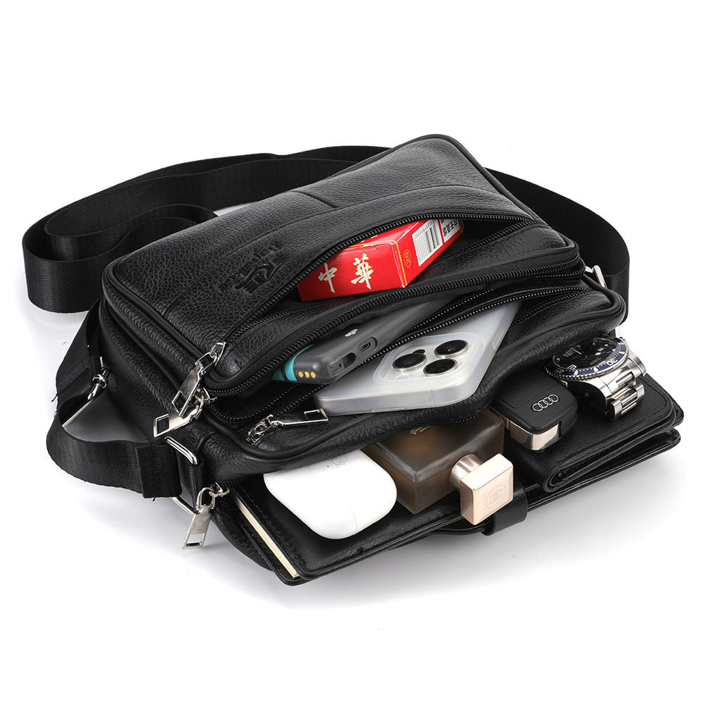 Men's Horizontal Large Capacity Cowhide Genuine Leather High Men's Bags