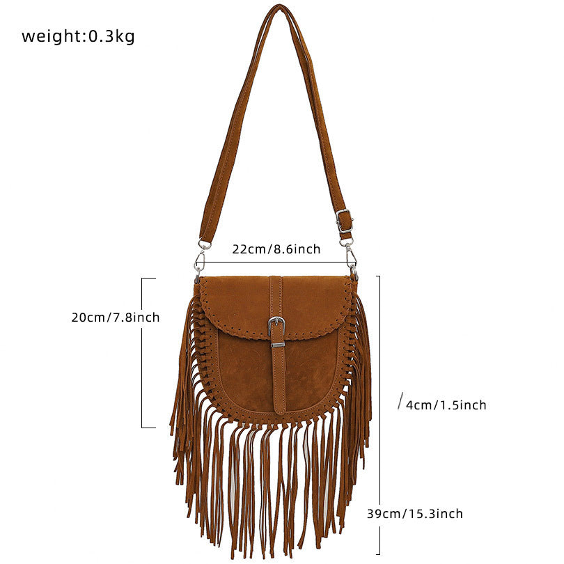Women's Handmade Suede Saddle Retro Ethnic Style Women's Messenger Bag