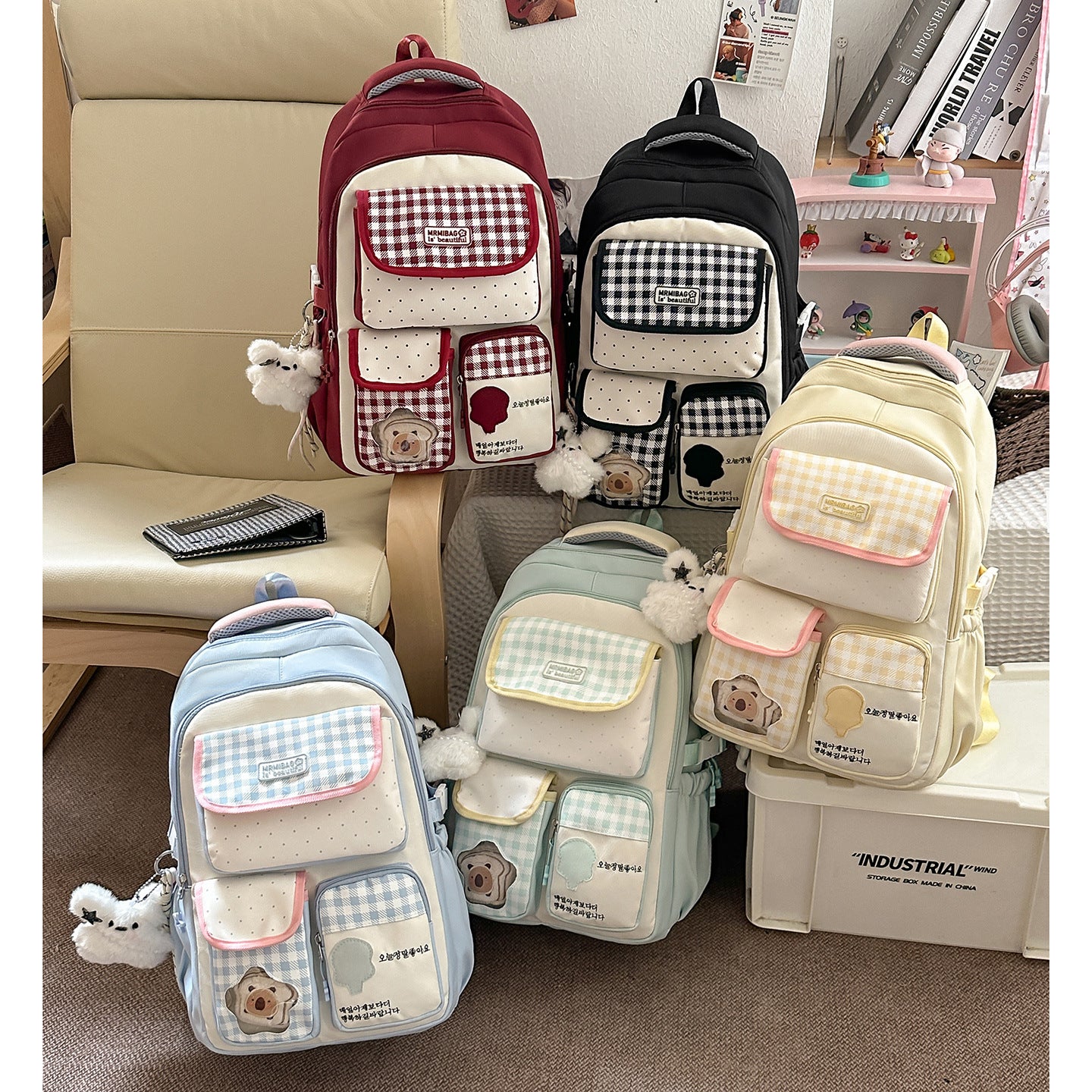 Women's Dopamine Contrast Color High Primary Large Backpacks