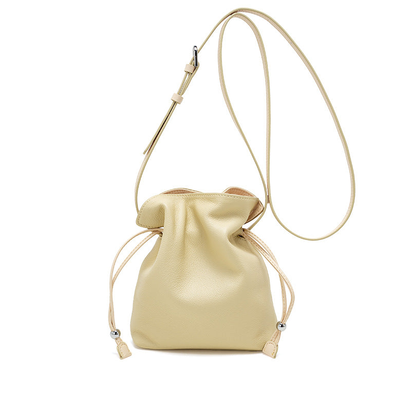Women's Drawstring Cloud Mobile Genuine Leather Lucky Women's Shoulder Bag